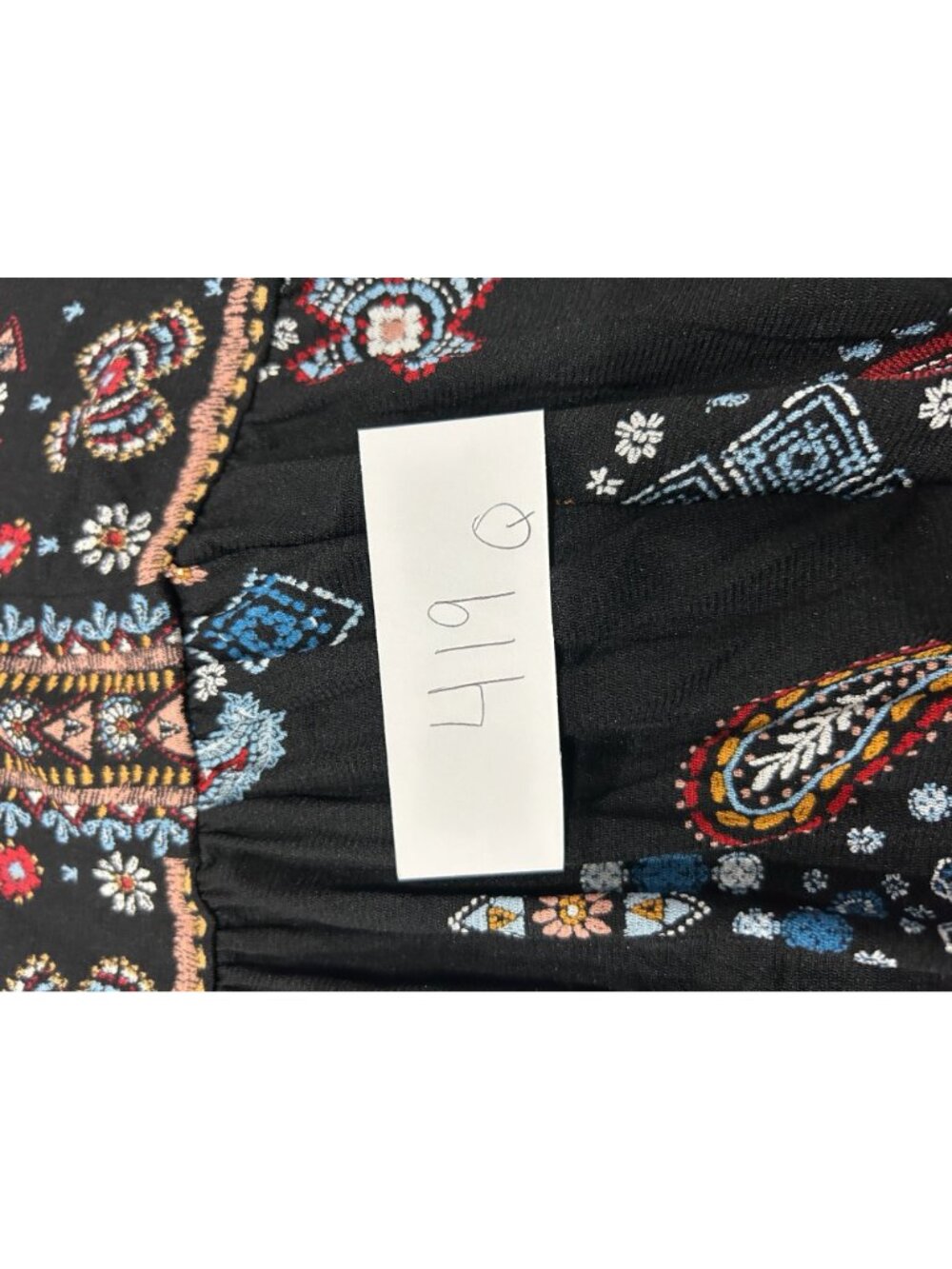 Style & Co Paisley Floral Long Sleeve Blouse Black Sz Large Petite Witchy Boho - Picture 11 of 13